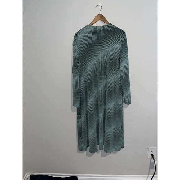 Lularoa rare Caroline Cardigan large green long duster ribbed stretchy - Picture 4 of 6